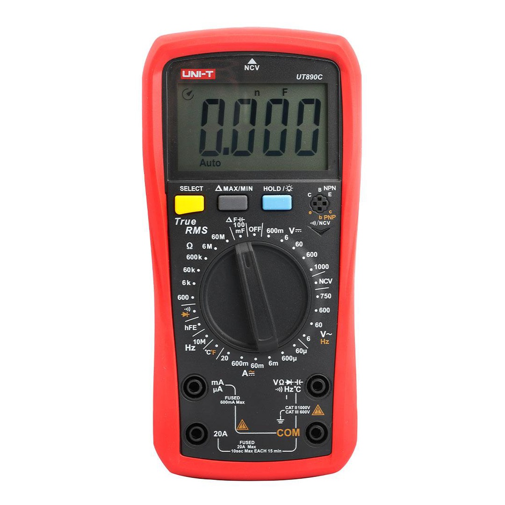 Multímetro UNI-T UT890C 1000V(CC)/750V(AC)/20A con sonda de temperatura