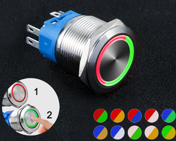 [00036559] Interruptor de Metal LED de doble color 19MM impermeable 6V